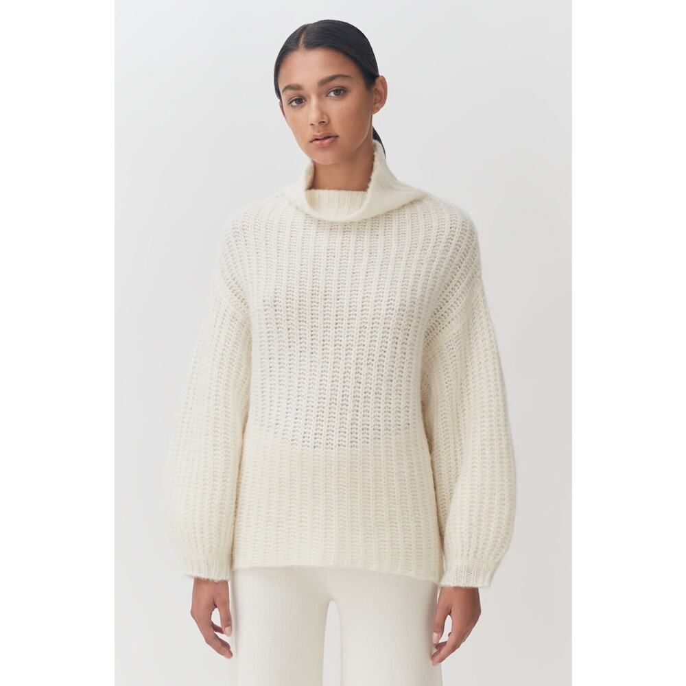 Cuyana Alpaca Wool Turtleneck Sweater Ecru Large